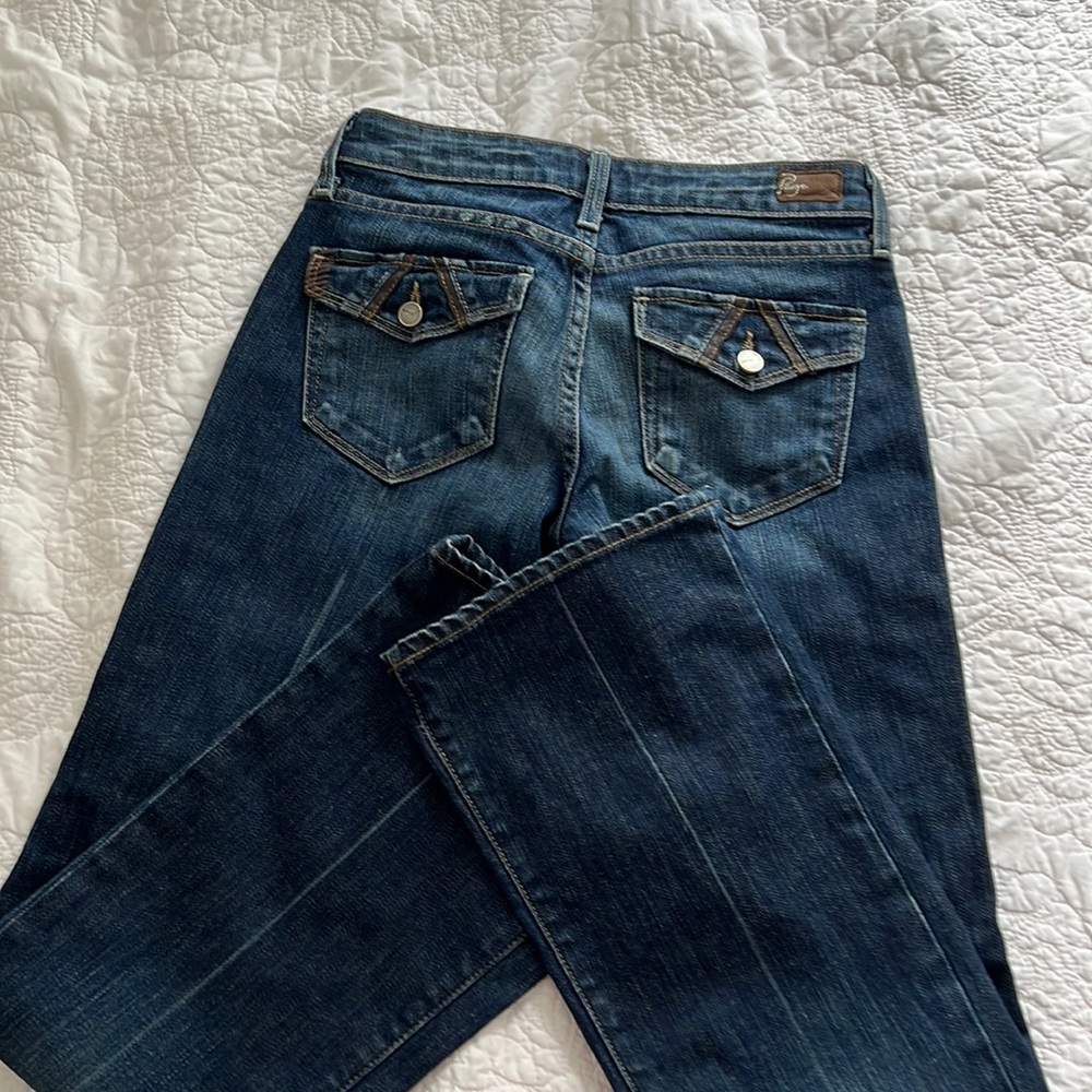 Paige denim jeans leather trim size 25 PETITE
